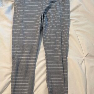 Athleta Heather Grey and White Stripped Leggings